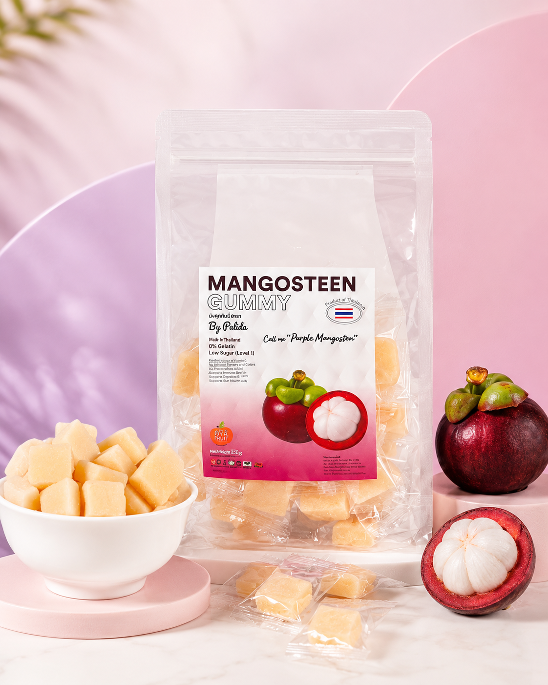 Palida Mangosteen Gummy – Low Sugar, 0% Gelatin 250g