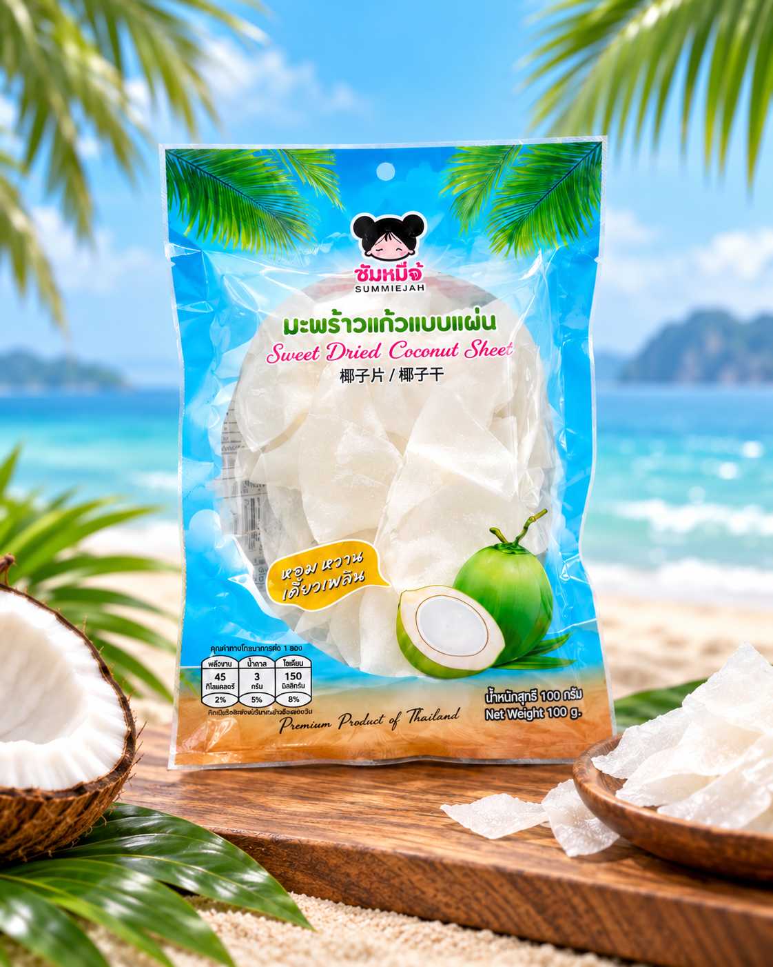 Coconut sheet sweet dried 100g pack