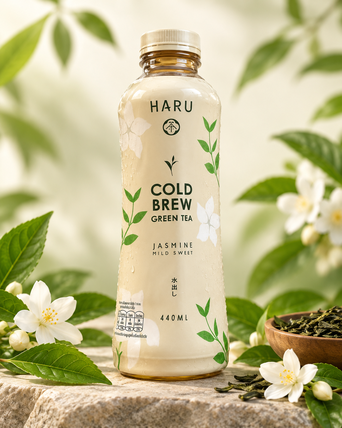 Cold brew green tea Jasmine Flavour mild sweet 440 ml