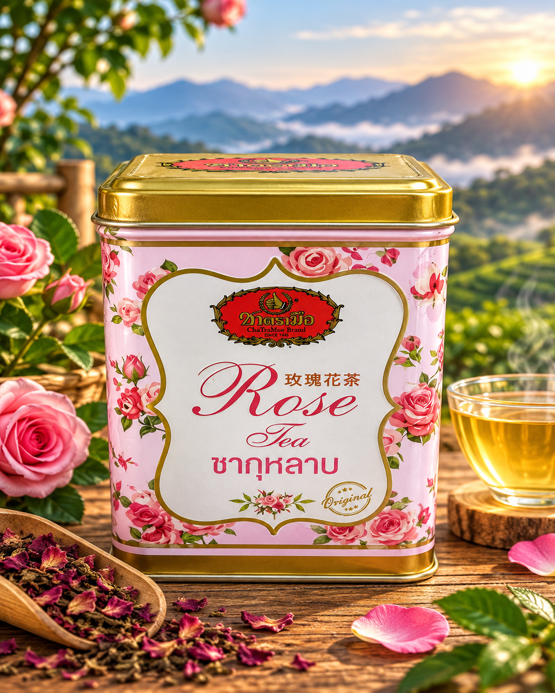 ChaTraMue Rose Tea Tin Jar 50g 20 bags