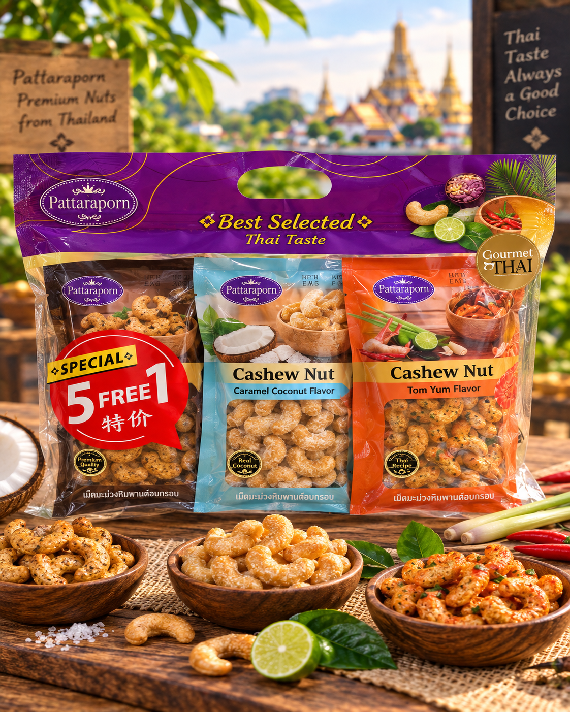 Combo Cashew Nut mix flavour 120g pack buy 5 get 1 free