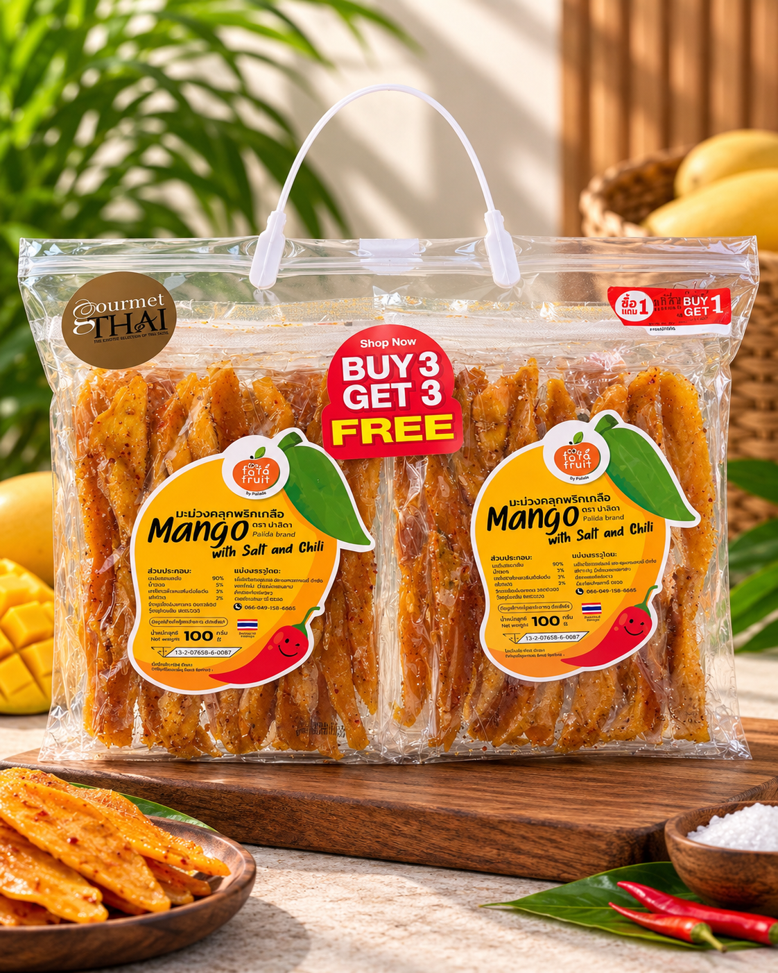 Mango with salt and Chilli long cut Buy 3 Get 3 combo
